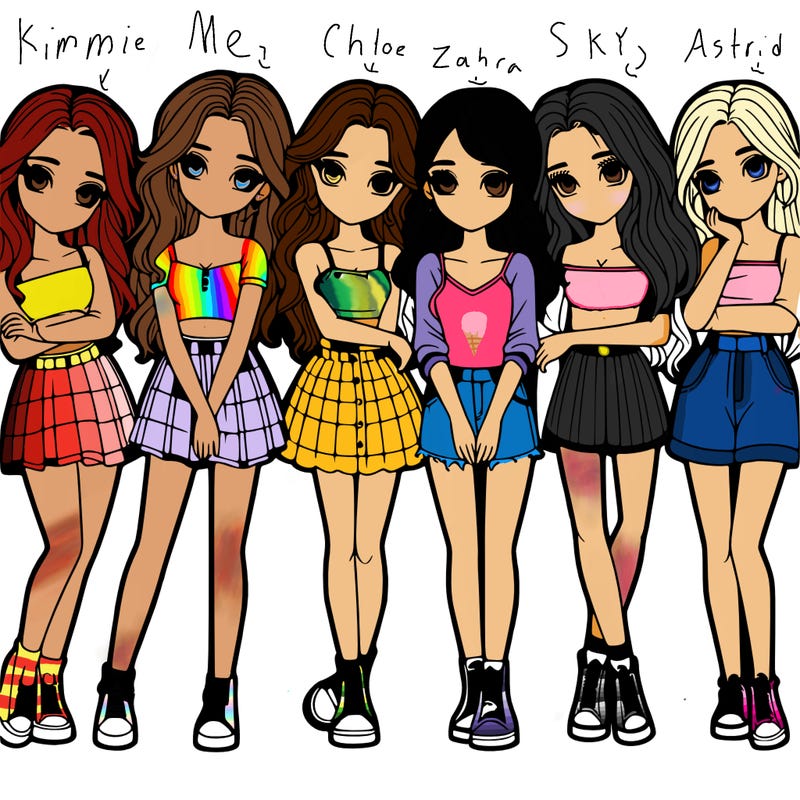 a group of girls realistic