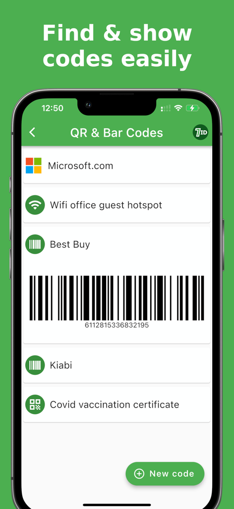 7ID: passport photos - Digital vault for storing and managing QR and bar codes in the 7ID app