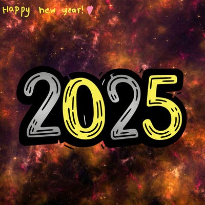 one line scrawled numbers sketch design “2025”