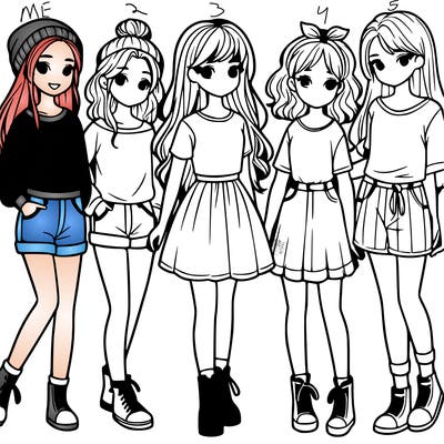 a group of five girls
