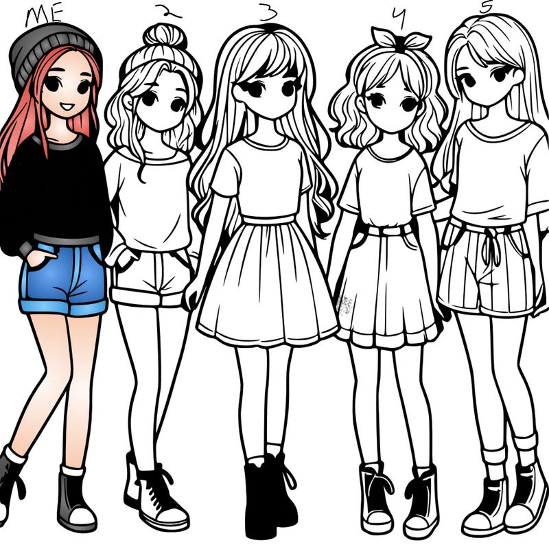 a group of five girls