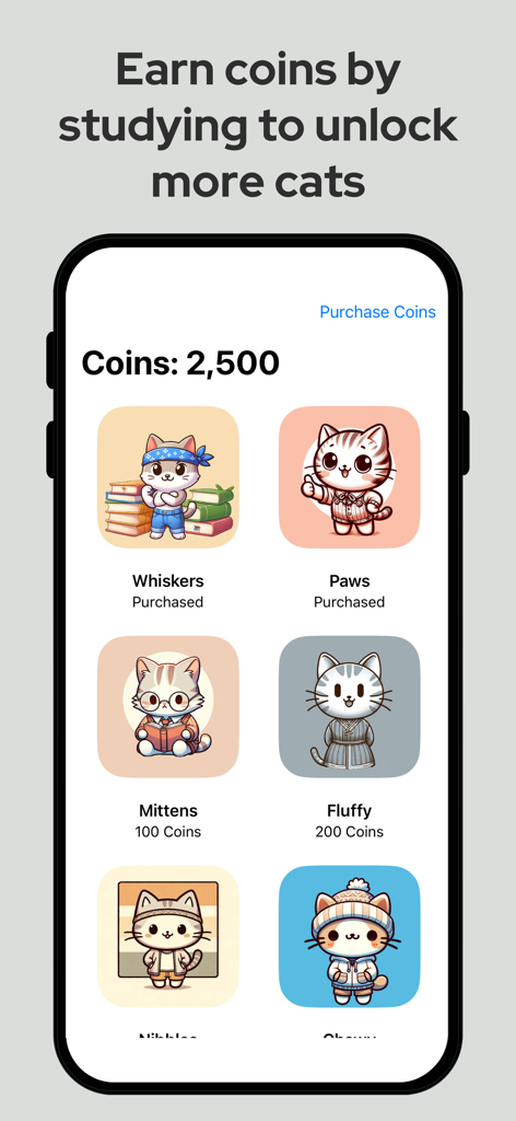 Study Cat - A gallery of unlockable cute cat characters in the Study Cat productivity app