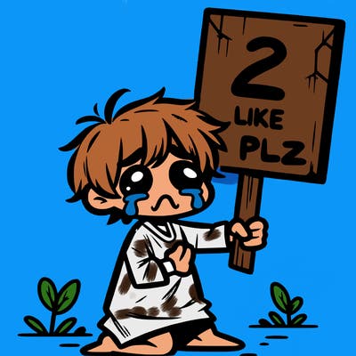 small poor toddler crying with sign that says 2 like plz