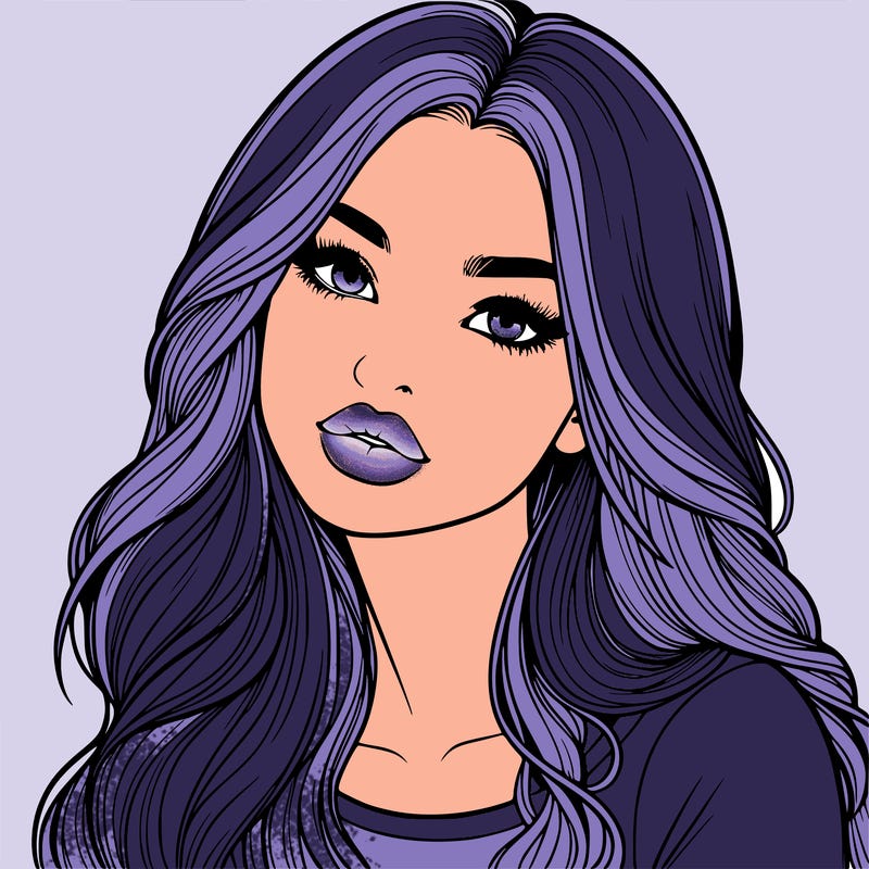 realistic girl with hair on her hair and lips