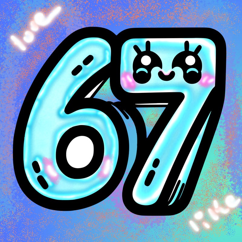 the numbers 67
