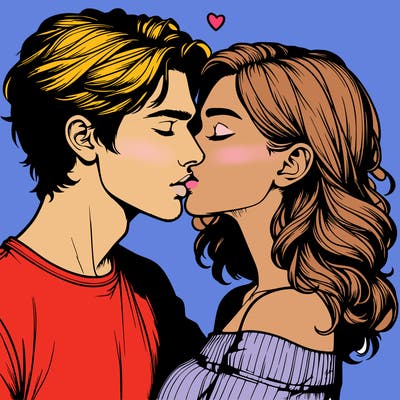realistic couple kissing