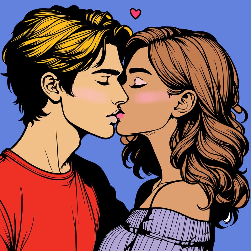 realistic couple kissing