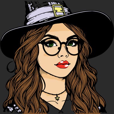 a witch with glasses realistic