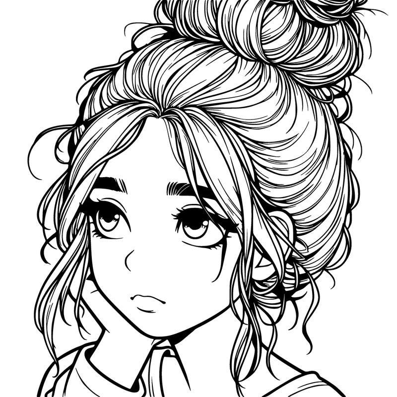 girl with messy bun realistic