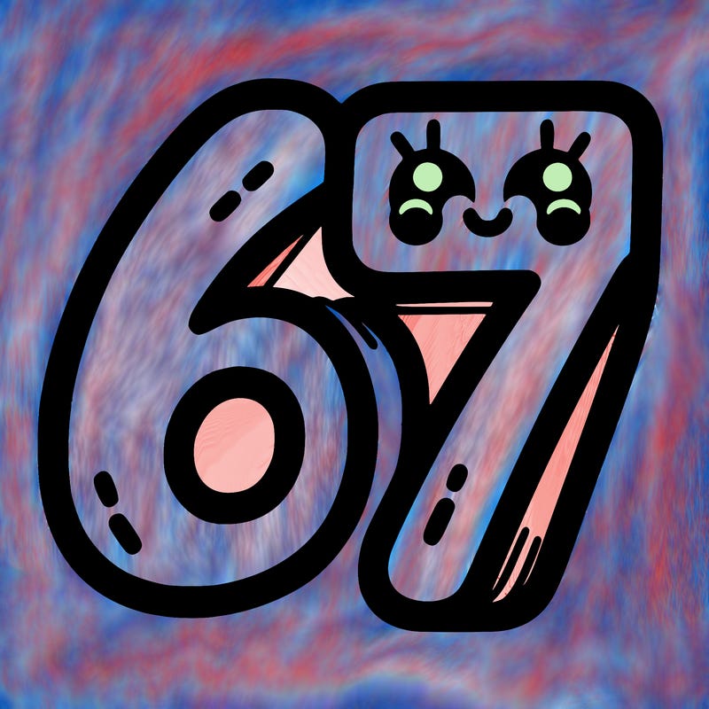 the numbers 67