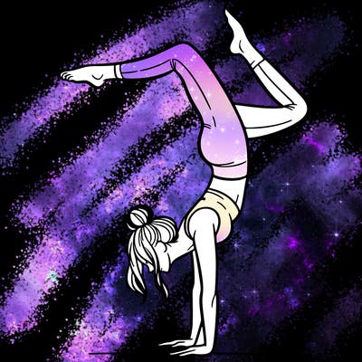 a woman doing a handstand