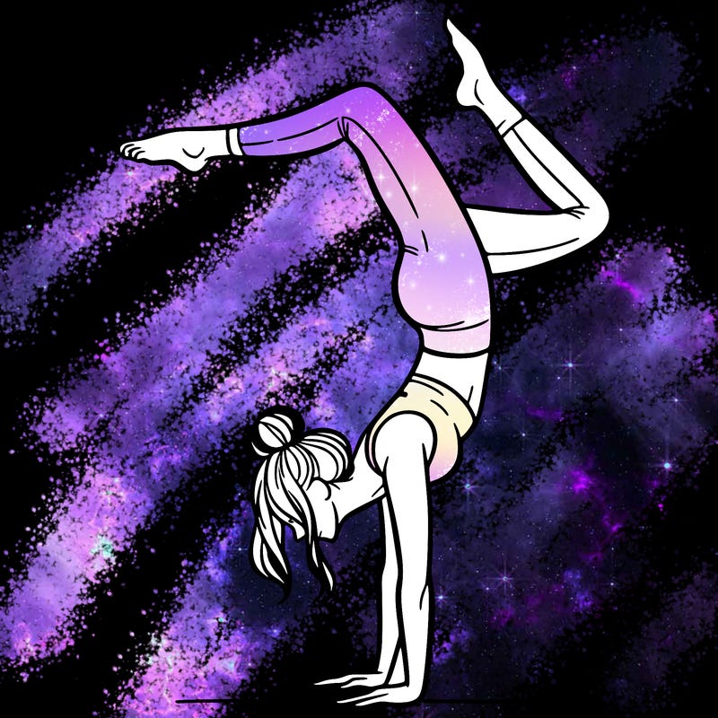 a woman doing a handstand