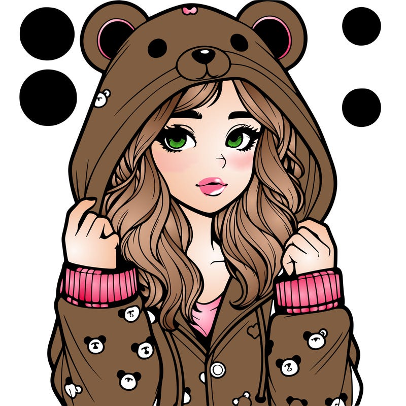 realistic girl in a animal pjs hoodie