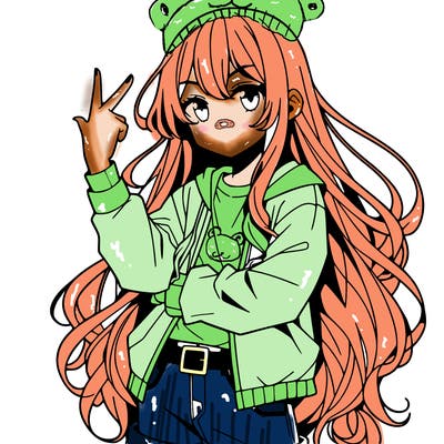 one anime girl with long hair and a cool pose