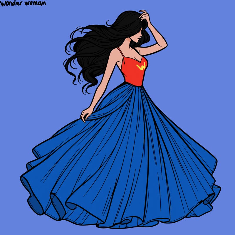 realistic woman with dress flowing in the wind