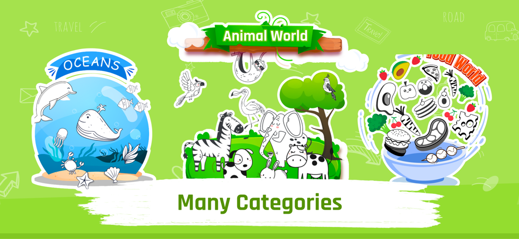 Art Coloring Book: Magic Color - 바다 동물 세계 및 음식 세계를 포함한 컬러링 카테고리 선택