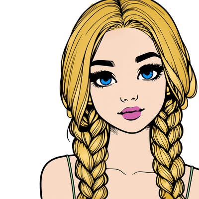 realistic girl with braids