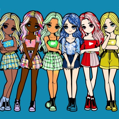 a group of girls realistic