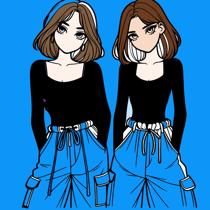 two girls with crop top with baggy pants