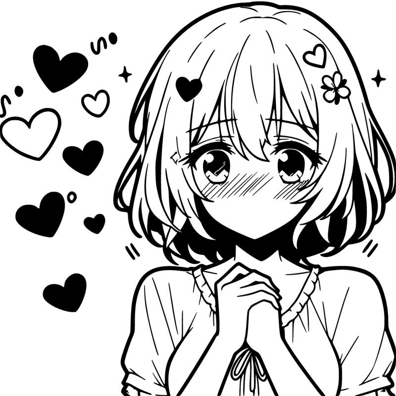 shy anime girl in love