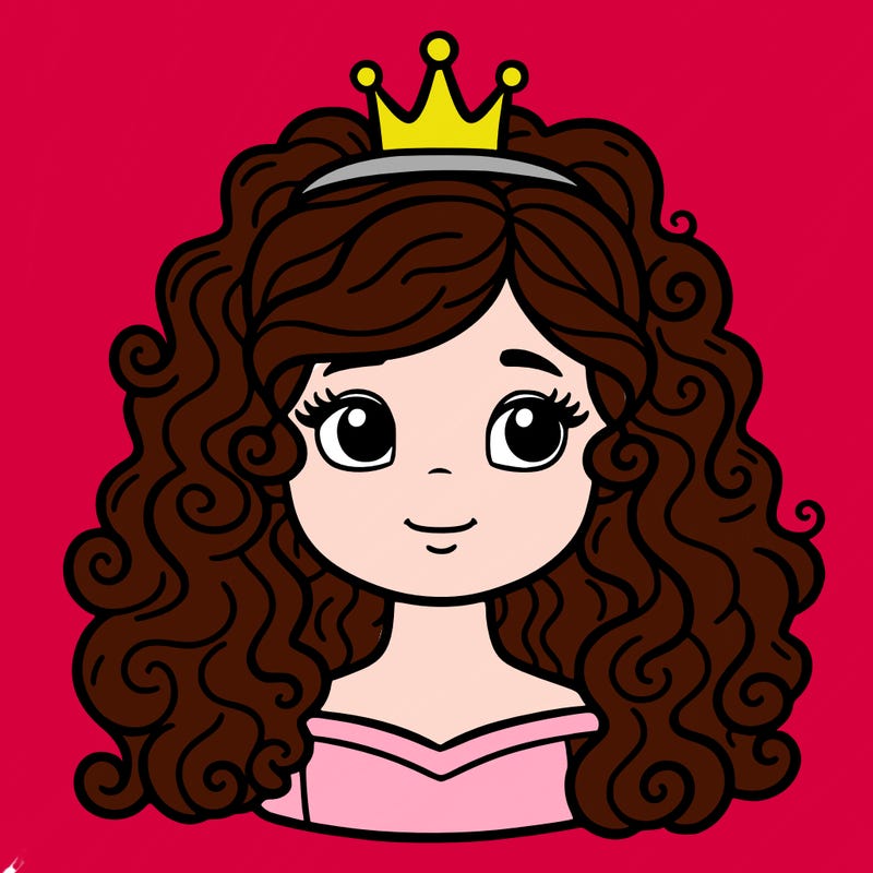 a princess with curly hair
