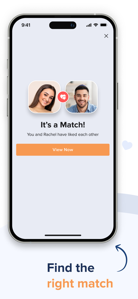 JWed - Smartphone display showing a successful match on the JWed Jewish dating app
