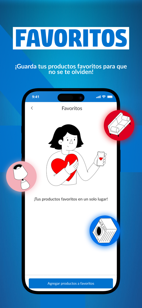 Homecenter: Hogar Construcción - Interfaccia dell'app Homecenter che mostra la sezione preferiti per salvare articoli per il miglioramento della casa