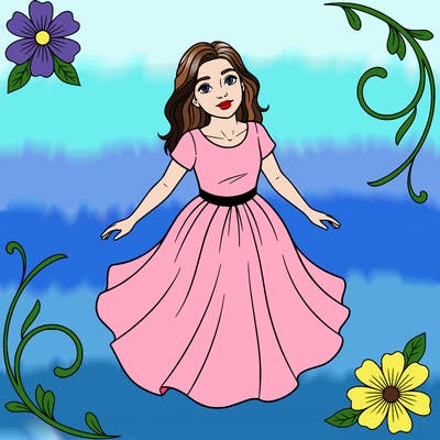 realistic girl in basic fancy

dress