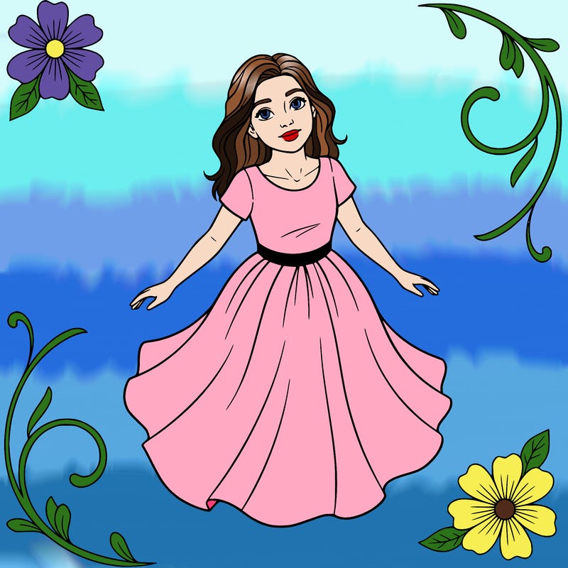 realistic girl in basic fancy

dress