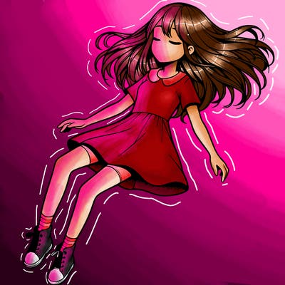 realistic girl floating