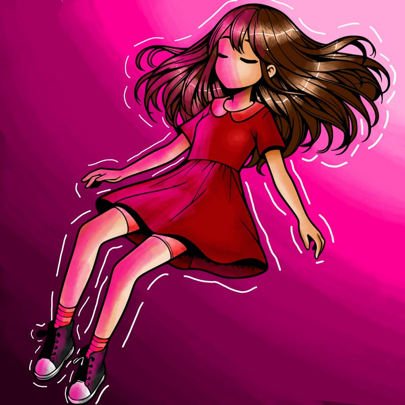 realistic girl floating