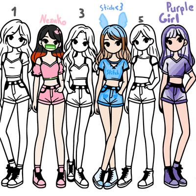 a group of girls wearing crop tops and shorts