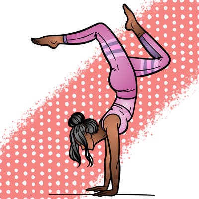 a woman doing a handstand