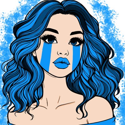 realistic girl with wavy hair and lips