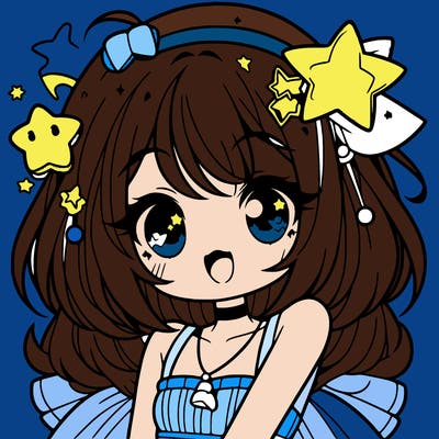 cute anime girl with star accessories