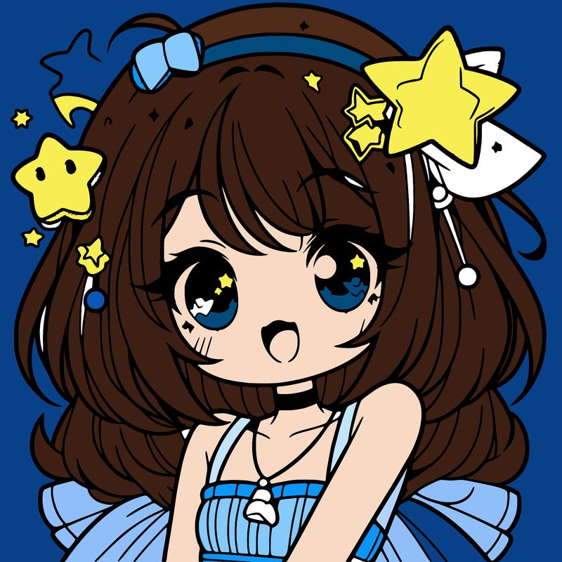 cute anime girl with star accessories