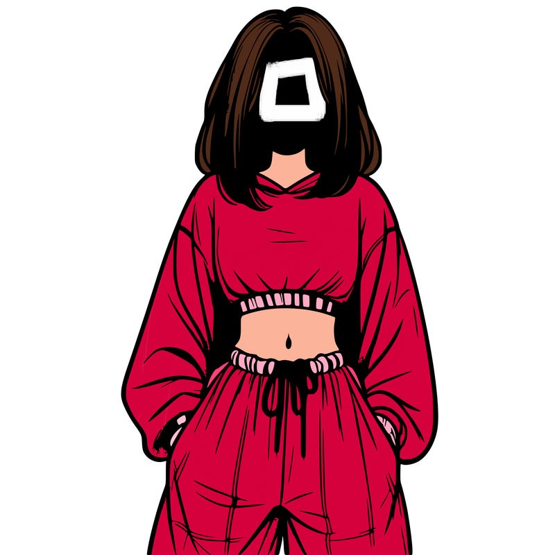 realistic girl faceless with baggy pants and a crop top