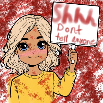 realistic girl holding up a sign