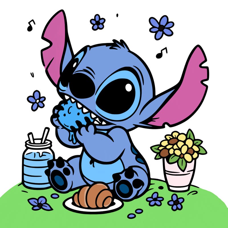 stitch eating food