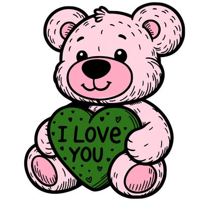 teddy bear holding an i love you heart