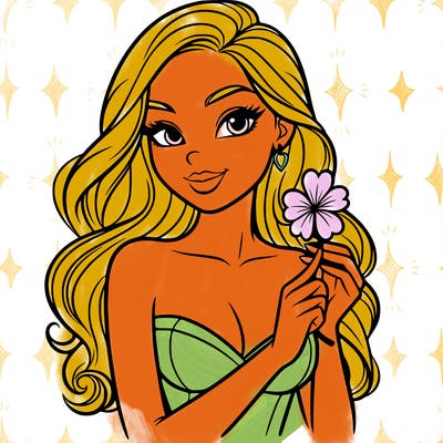 beautiful woman  carrying a clover