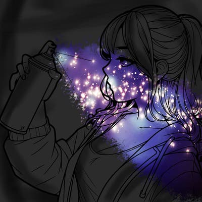 a realistic girl spray, painting