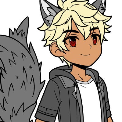 male with wolf tail and wolf ears