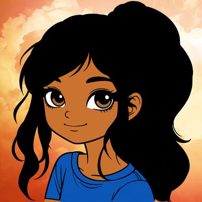 realistic girl with ponytail