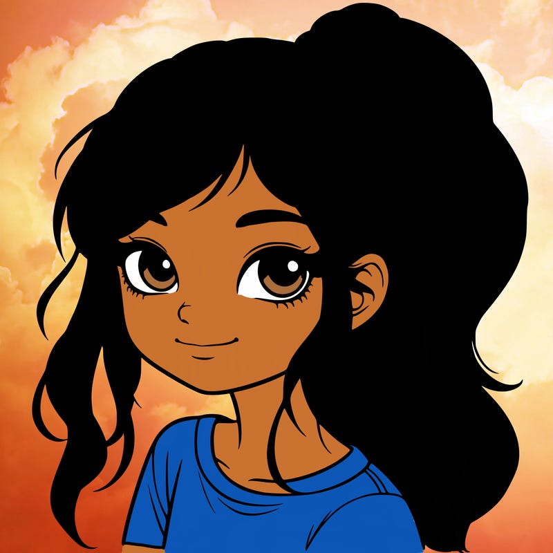 realistic girl with ponytail