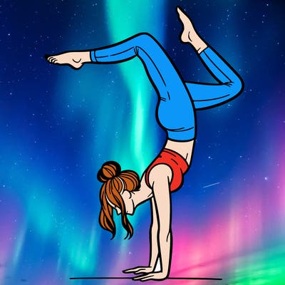 a woman doing a handstand