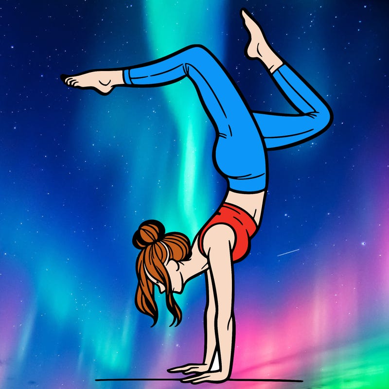 a woman doing a handstand