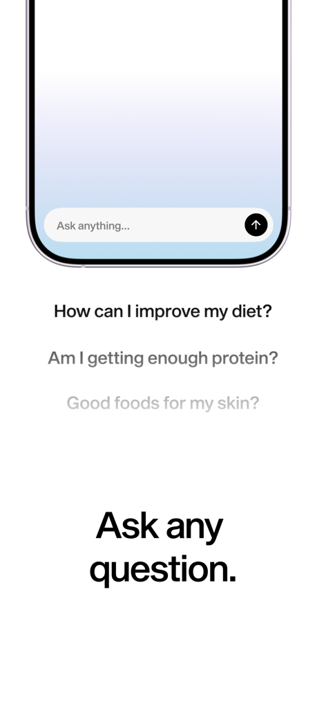 Mist - Food Journal - AI chat interface in the Mist Food Journal app for asking diet and health questions