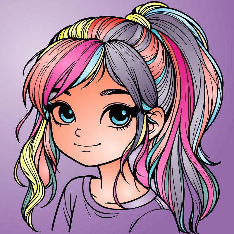 realistic girl with ponytail