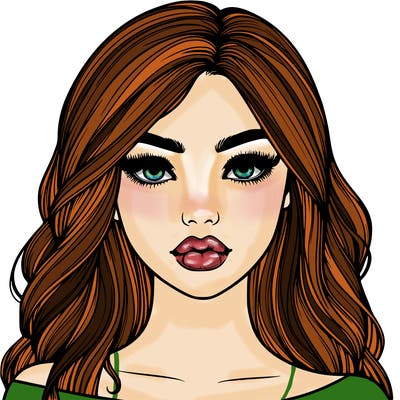 pretty girl with lips and hair realistic